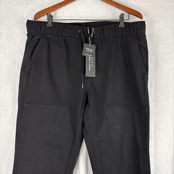Supply & Demand Straight Leg Double Knee Black Denim Pants Size XL (38x31) NWT - Picture 3 of 7